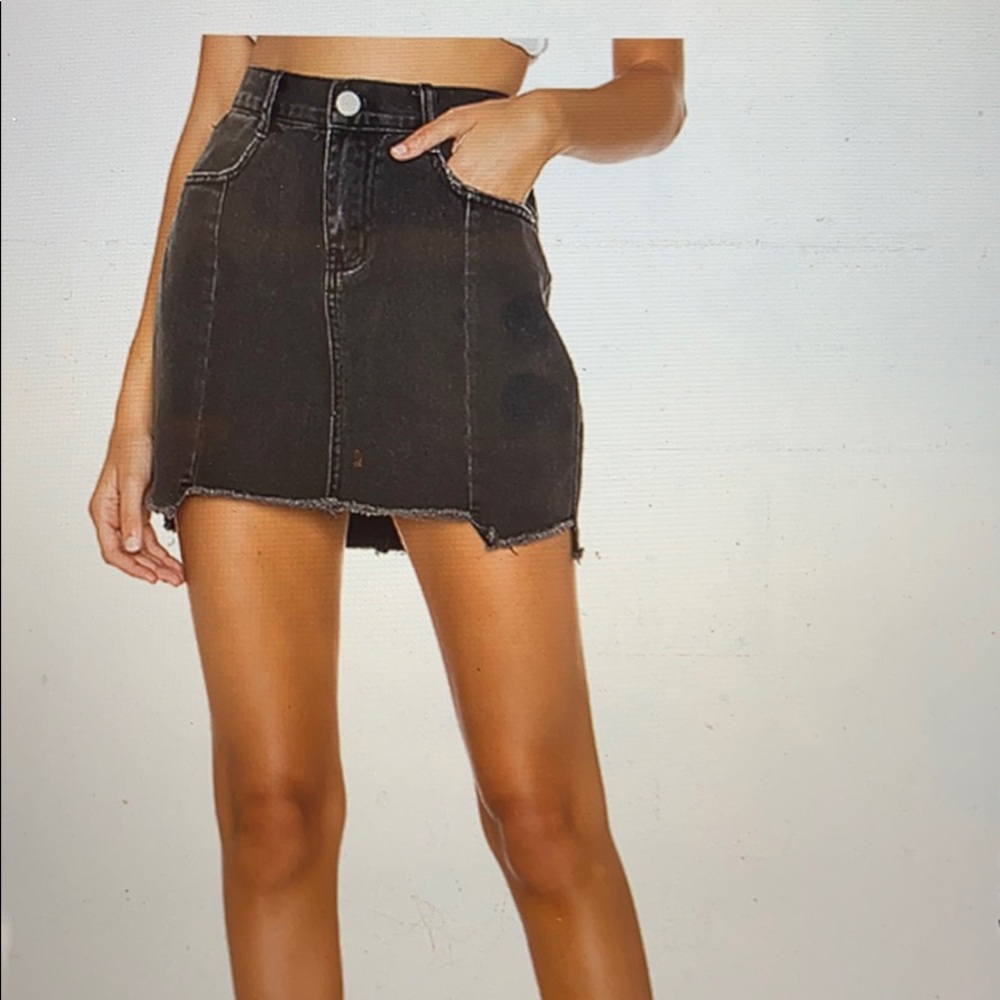 Black denim skirt